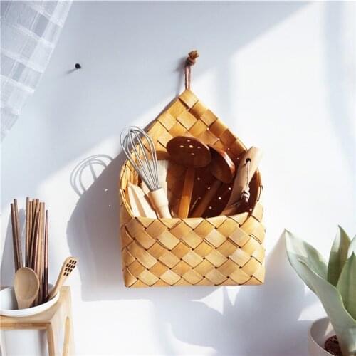 Garden hand-woven wood basket weaving storage basket Fruit and vegetable basket weaving basket Storage basket camping basket