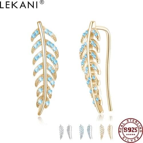 LEKANI Clip Earrings Climber S925 Sterling Silver 18K Leaf Shaped Wrap Clip Earrings for Women and Girls Vintage 2020 Hot Sale