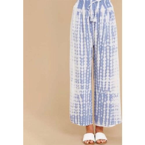 Spring Tie Dye Trousers Women Clothes Fashion Casual Loose Mid Waist Drawstring Flared Pants Slimming Home Ladies Pants