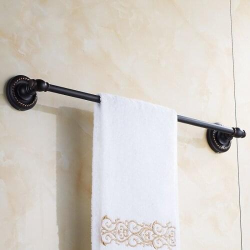 Vidric Towel Bars 60cm Single Rail Antique Brass Towel Holder Bath Shelf Towel Hangers Bathroom Accessories Black Wall S