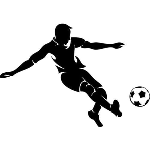 12.3*8.5CM Personality Football Player Playing Football Car Decals Creative Vinyl Sticker Car Styling Black/Silver C7-0183