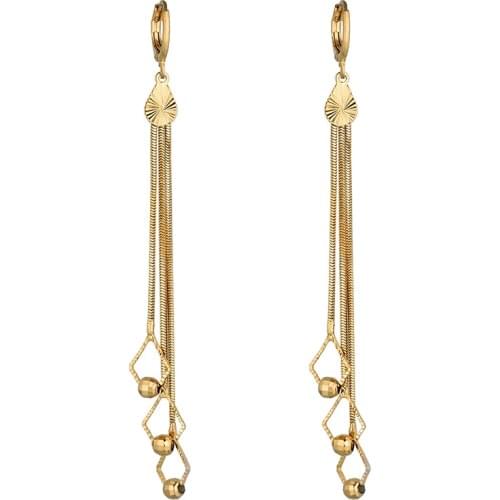 Vintage Gold Color Long Tassel Drop Earrings for Women Geometric Korean Bridal Dangle Earring Fashion Jewelry Oorbellen 2020