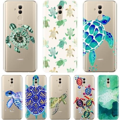 Back Cover For Huawei Mate 9 10 20 Lite Green Blue Turtle Animal Cool Soft Phone Case Silicone For Huawei Mate 7 8 9 10 20 Pro
