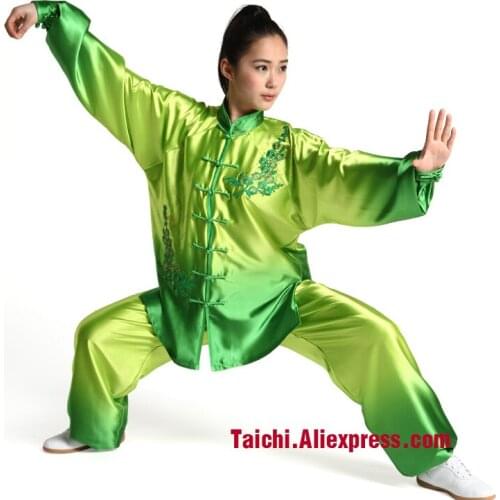 Women Tai Chi Uniform Wushu,Gradient Kung Fu,clothes,embroidery Martial Art Suit,performance Clothing