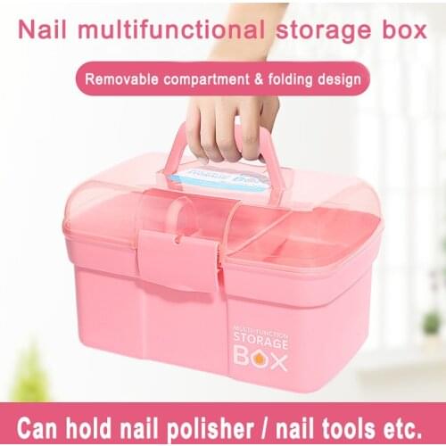 1PC Portable Nail Beauty Tools Box Carrying Case Cosmetics Storage Multi functional Plastic Storage Box Household Nail Tool Art