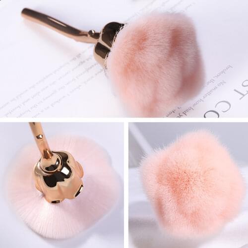 1PC Rose Nail Art Dust Brush For Manicure Beauty Brush Blush Powder brushes Fashion Gel Nail Accessories Nail Material Tools