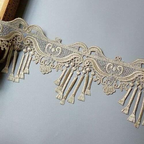 1 yards Embroidery Strip Tassel Lace Flower Webbing Ribbon Trims Applique for Sofa Cover Curtain Trimmings Lace Fabric New