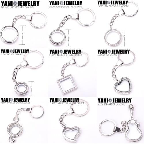 10pcs/lot Free shipping 30mm Round Silver Plain Keychains Locket Magnetic Glass living Memory Floating Charm Locket