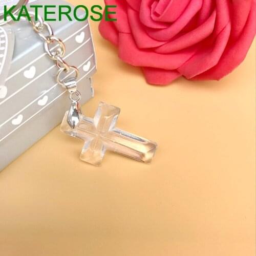 12PCS Crystal Cross Keychain Church Wedding Favors Crucifix Key Chain Religion Party Giveaways Gift