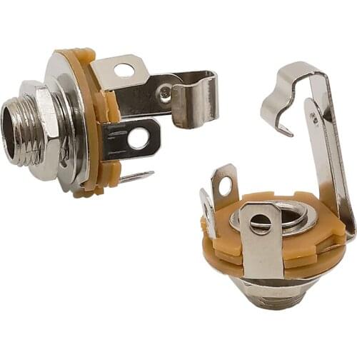 2/5Pcs 6.35mm Female Jack 6.35 1/4 Inch Mono Audio Connector Panel Chassis Mount Socket Solder Nickel