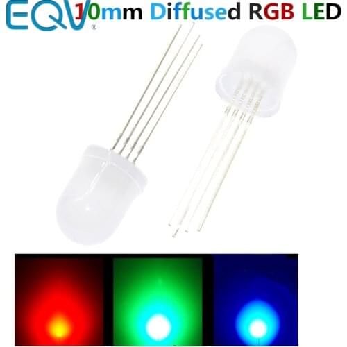 20PCS 10mm Full colors Diffused RGB LED Common Cathode 20mA 3 Colors Red Green Blue 4 Pin 10 mm Light-Emitting Diode LED Lamp