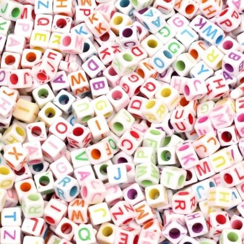 200Pcs Mixed Colorful Letter Acrylic Beads 6mm For Jewellery Marking Loose Spacer Beads Bracelet Necklace Charm Jewelry Finding