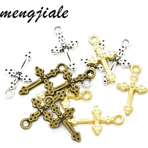20pcs Multicolor Vintage christian cross Charms fit Making pendant Bracelet DIY Handmade Jewelry 21*11mm