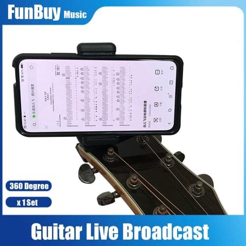 360 Degree Guitar Mobile Phone Clip Holder Stand Desktop Guitar Headstock Stand Music Live Support