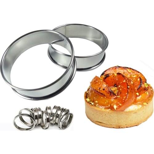 4/6/8pcs 8/10cm Tartlet Molds French Dessert Mousse Fruit Pie Tart Ring Cake Mold English Muffin Rings Tarte Tatin Cheese Pan