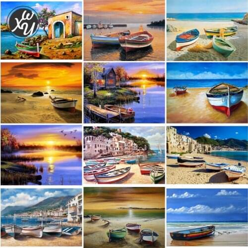Diamond Painting Kits for Adult Sunset Scenery Rhinestones Embroidery Cross Stitch Sea View Full Drill Mosaic Art for Home Decor