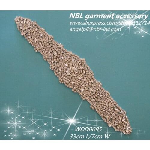 Crystal beaded bridal rhinestone sash applique for wedding dress WDD0095
