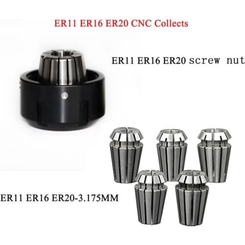 DIY cnc ER11 ER16 ER20 spring collects chuck 3.175mm screw nut for cnc 3020 3040 6040 engraving machine lathe mill tool