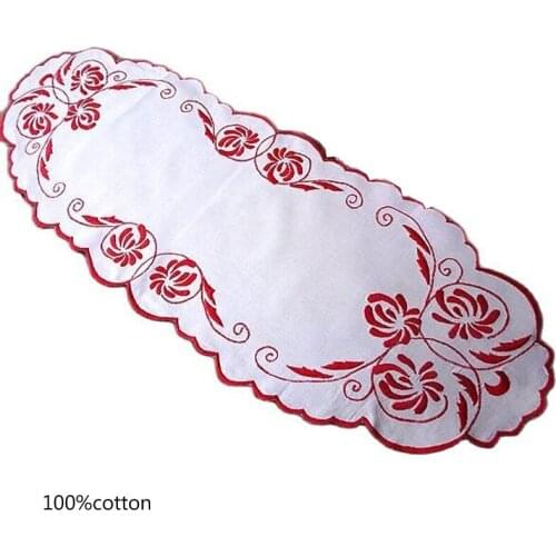 Europe lace cotton oval embroidery bed table runner cloth cover tablecloth home wedding Christmas party decor