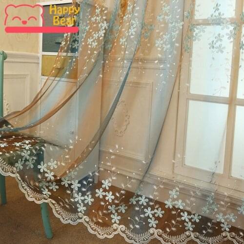 Exquisite Embroidered Tulle Curtain Europe style Modern rural Pastoral Embroidered Flower Customized Curtain 200x260cm