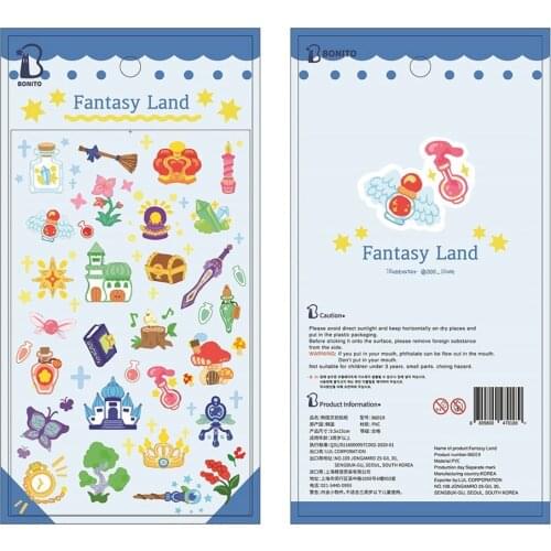 Korea Brand BONITO Fantasy Land PVC Adhesive Deco Stickers Seal DIY Diary Craft Scrapbooking Decoration Supplies