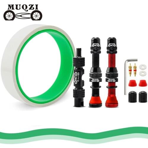 MUQZI Tubeless Tire Kit MTB Road Bike Tubeless Rim Sealing Tape & Schrader Valve 60mm & Valve Core Removal Tool Cycling Accessor