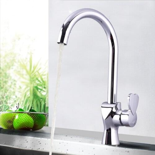 L16152 - Luxury Deck Mounted Chrome Finish Brass Material Kitchen Faucet