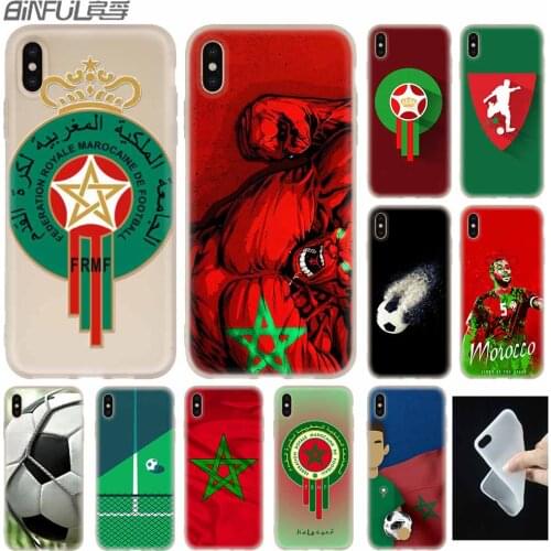Morocco Soccer football flag Case Silicone soft for iPhone 12 11 Pro X XS Max XR 8 7 6 Plus 5s SE 2020 S 6.1 Cover Etui