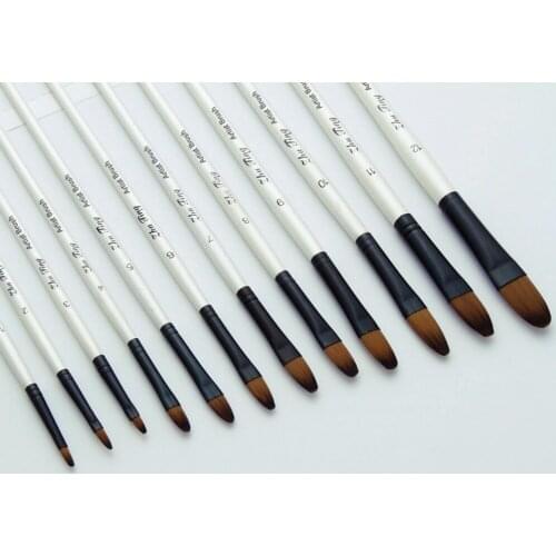 Painting by number 12pcs Nylon Hair Wooden Handle Watercolor Paint Brush Pen Set For Learning Diy Oil Acrylic Painting Art Paint