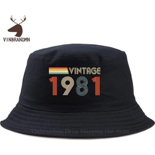 Novelty Retro 80s Clothing Vintage 1981 cool Bucket hat Fashion Born in 1981 Baseball cap Family Birth day hat Thanksgiving hats