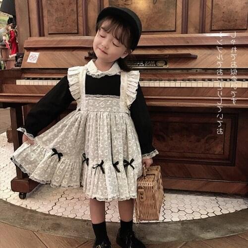 Spring/Autumn New Girls Lolita Dress Western Style Maid Dress Long Skirt Palace Style Child Princess Dress