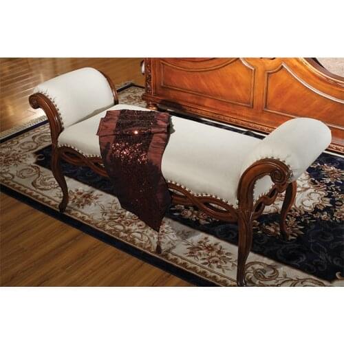 New design white leather solid wood frame bench for bedroom furniture Panca per mobili camera da letto GH209