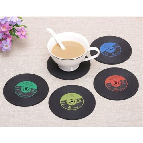 New Retro Skid Mat Holder Vinyl CD Album Record Drinks Coasters Home Kitchen Bar Tableware Table Cup Placemat