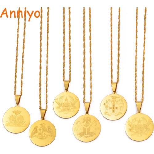 Anniyo Jamaica Haiti Nigeria Ghana Dominica Dominica Emblem Pendant Necklaces Patriotic Jewelry Women Girls #121821