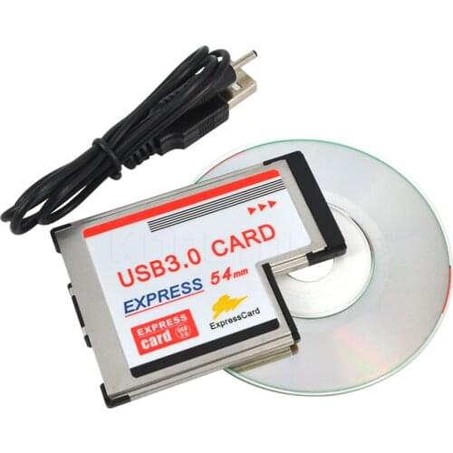 New USB 3.0 PCI Express Card Adapter 5Gbps Dual 2 Ports HUB PCI 54mm Slot ExpressCard Converter For Laptop Notebook