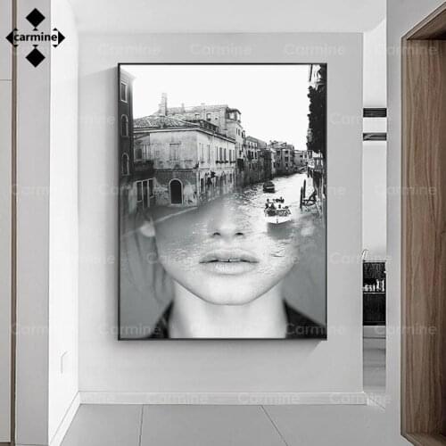 Landscape Portrait Wall Art Canvas Painting Abstract Black and White Poster and Print Wall Picture for Living Room Bedroom Decor