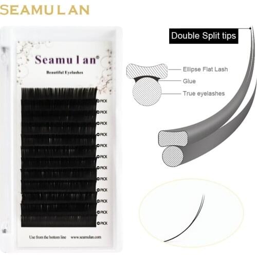 Flat Lashes Extension For Professionals Ellipse Flat Lash Split Tip profession Soft Silk mink Flat Eyelash C/D Curl eyelash