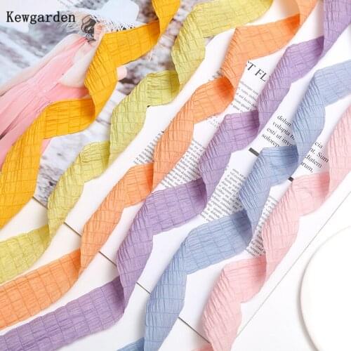 Kewgarden Wrinkle Ribbons 1-1/2" 38mm Handmade Tape DIY Hair Bow Sewing Accessories Flower Gift Packing Riband 5 Meters