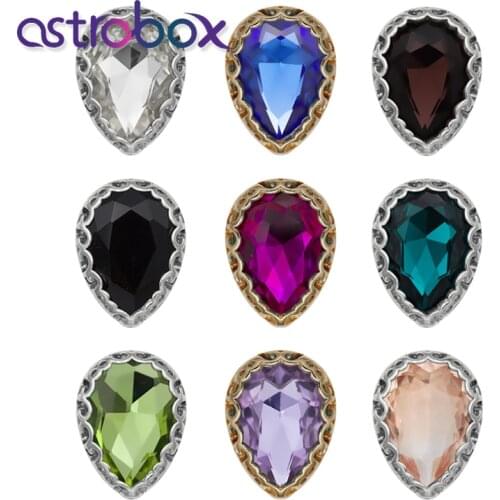 Astrobox Sewing Teardrop Glass Crystal Strass Sew On Rhinestones Nest Claw Claw Creation Pebbles Imitation Clothes Garmen
