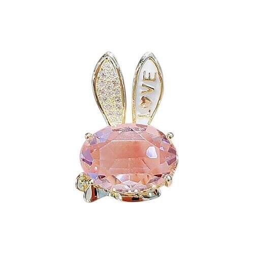 Cute Japanese rabbit brooch female imitation crystal pin anti-glare buckle clothes accessories small collar pin