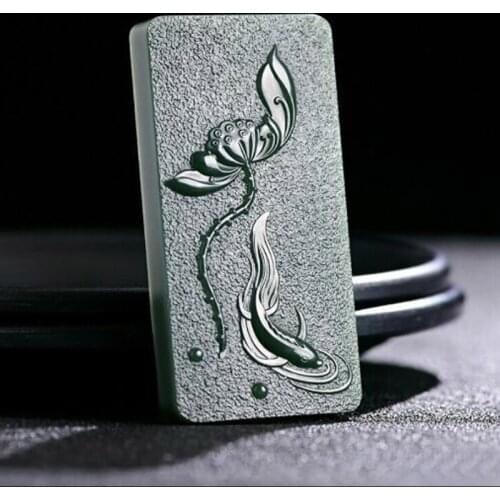 Hetian Jade Handmade Sculpture Has A Fish Pendant Blessing Necklace for Men for Christmas Every Year