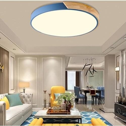 Modern Led Ceiling Lights Remote control Wood Ceiling Lamp Lighting Round Fixture Living Room Kitchen Surface Mounted Panel Lamp