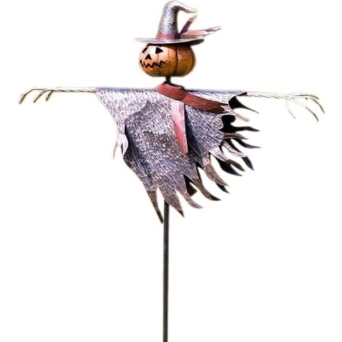 Outdoor Pumpkin Decoration Metal Scarecrow Shape for Halloween Decoration Garden Pathway Stake Halloween Decor for Porch