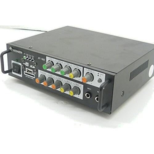 AC220V AV-668 150W+150W 2.0 channel hifi AV home AMPLIFIER KaraoK amplifier with USB SD card player and Microphone input
