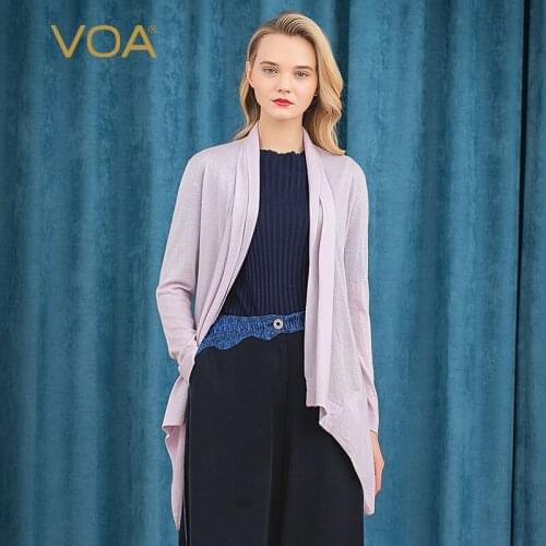 VOA Soft 60 Woolen Fabric Pure Cashmere Loose Comfortable Skin Household Casual Versatile Knit Airable Shirt RW1069
