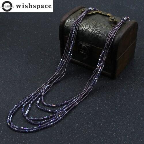 Wishspace, multi-layer crystal sweater chain handmade beaded necklace jewelry fashionable woman dress to wear