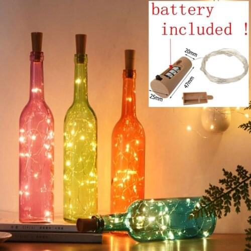 2M Wine Bottle Lights Garland Corker Fairy String Light with Battery For Party Birthday Wedding Home Decor Glass Craft Lighting