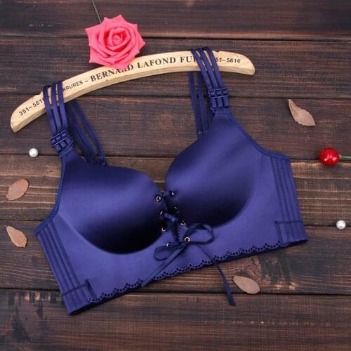 Wireless Push Up Brallette Women Front Closure Lace Up Bra Plus Size Seamless Mulit Way Lace Thin Cup 48 50 52 C D E Underwear