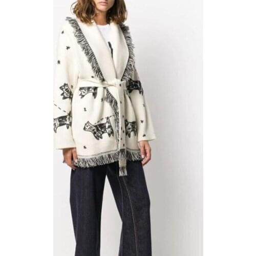 2021 Spring New Women High Quality Embroidery Tassel Cashmere Cardigan Female Knitted Wool Coat Sweater Open Stitch