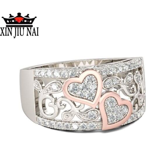 Vecalon Heart Shape Promise Finger Ring 925anillos Silver 5A Zircon Cz Engagement Wedding Rings For Women Dropshipping Jewelry